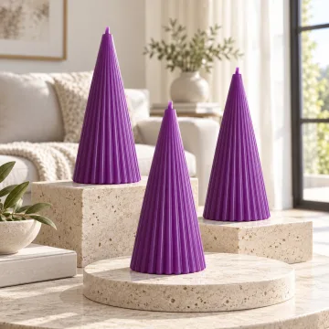 Derben Clove Purple Ribbed Cone Scented Candle for Décor