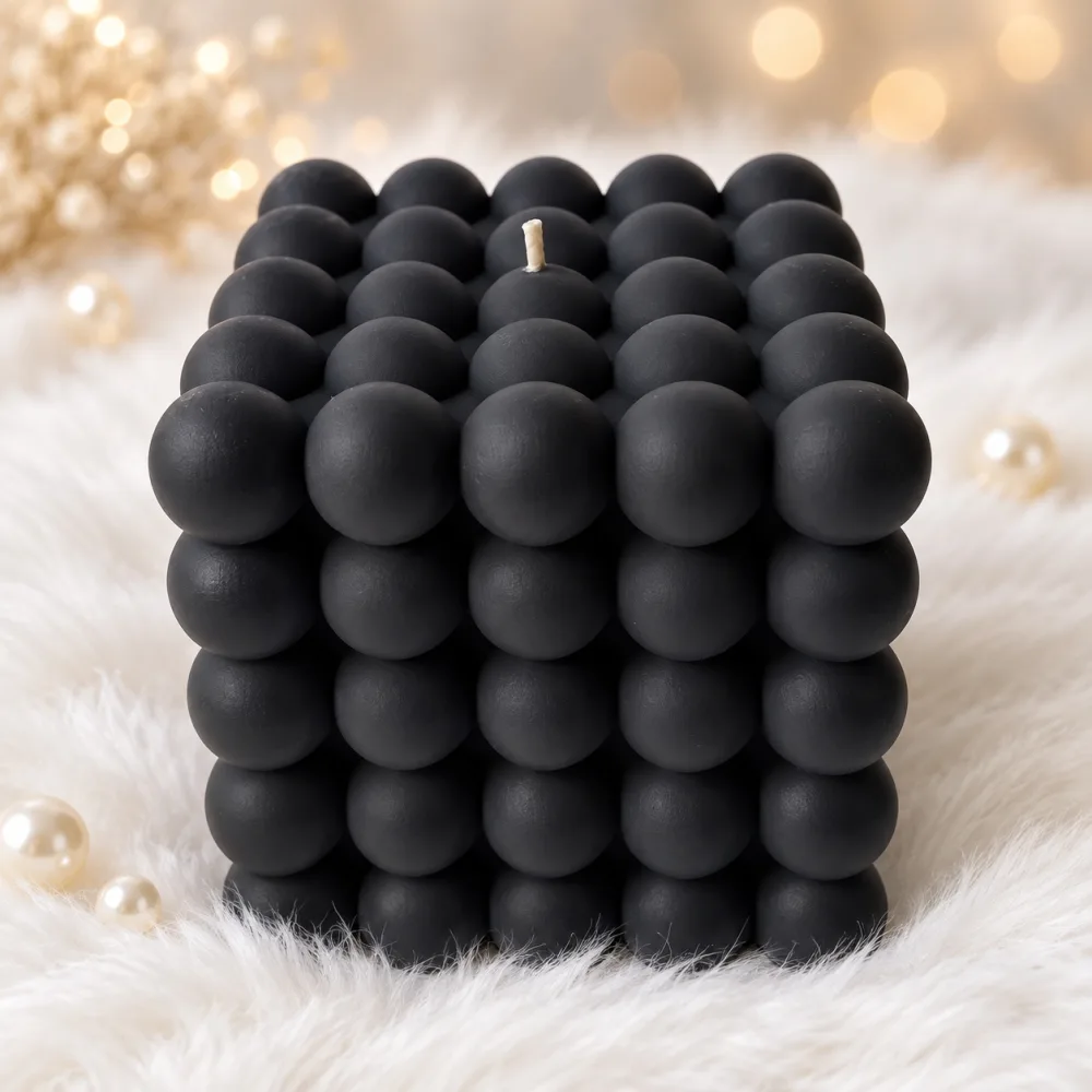 Derben Clove Black Bubble Cube Candle for Home Décor