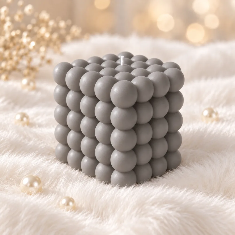 Derben Clove Grey Bubble Cube Scented Candle for Home Décor