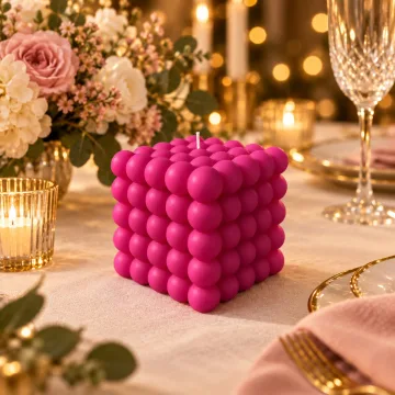 Derben Clove Magenta Bubble Cube Scented Candle for Décor