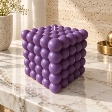 Derben Clove Purple Bubble Cube Candle for Home Décor