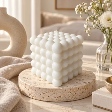 Derben Clove White Bubble Cube Candle for Home Décor