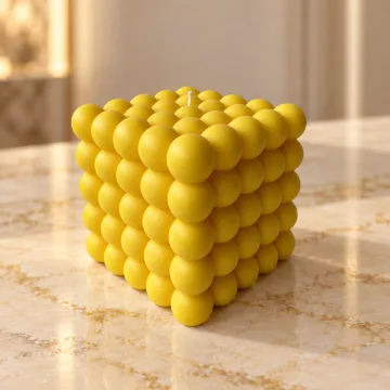Derben Clove Yellow Bubble Cube Candle for Home Décor