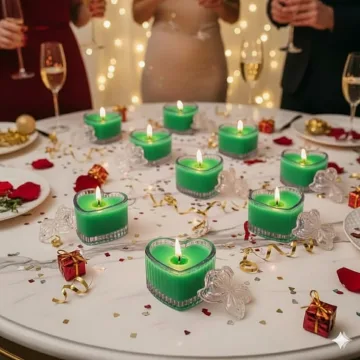 Derben Clove Green Heart-Shaped Glass Jar Candle with Lid