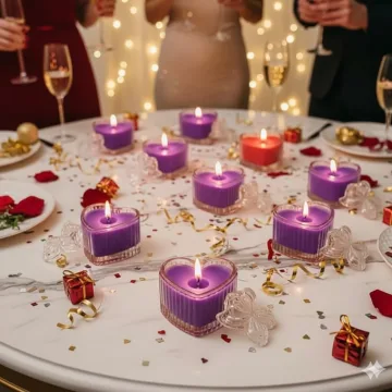 Derben Clove Purple Heart-Shaped Glass Jar Candle with Lid