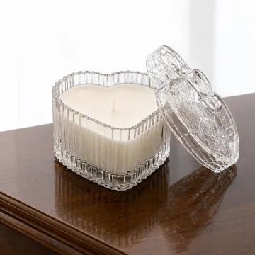 Derben Clove White Heart-Shaped Glass Jar Candle with Lid