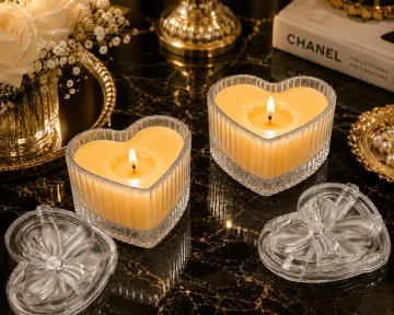 Derben Clove Yellow Heart-Shaped Glass Jar Candle with Lid
