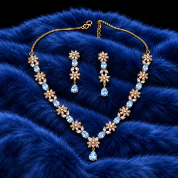 Derben Clove Rose Gold Blue Floral Necklace & Earrings Set