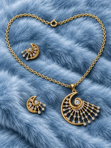 Derben Clove Gold-Tone Spiral Pendant & Earrings Set for Women