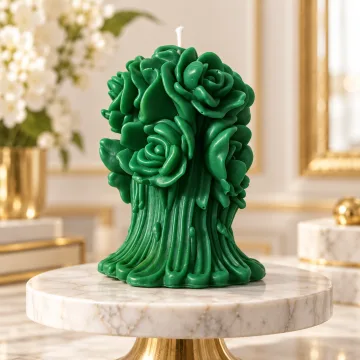 Derben Clove Green Rose Bouquet Candle for Home Decor & Gifting