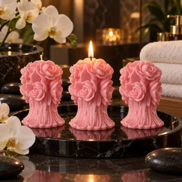 Derben Clove Pink Rose Bouquet Candle for Home Decor & Gifting