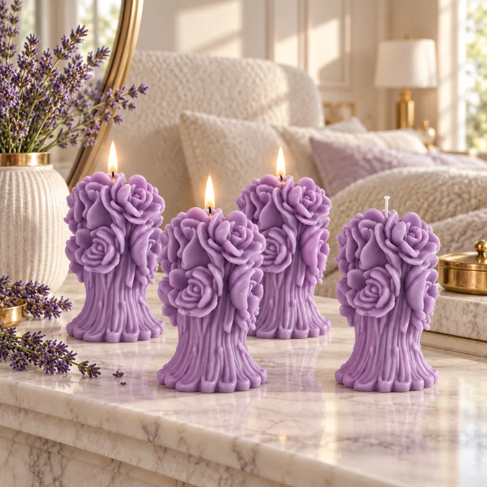 Derben Clove Rose Bouquet Candle for Home Decor & Gifting