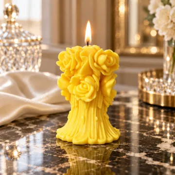 Derben Clove Yellow Rose Bouquet Candle for Home Decor & Gifting