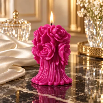 Derben Clove Magenta Rose Bouquet Candle for Home Decor & Gifting