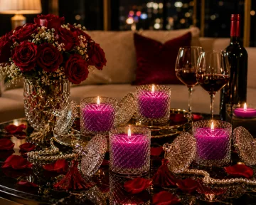Premium Round Glass Jar Scented Candle - MAGENTA
