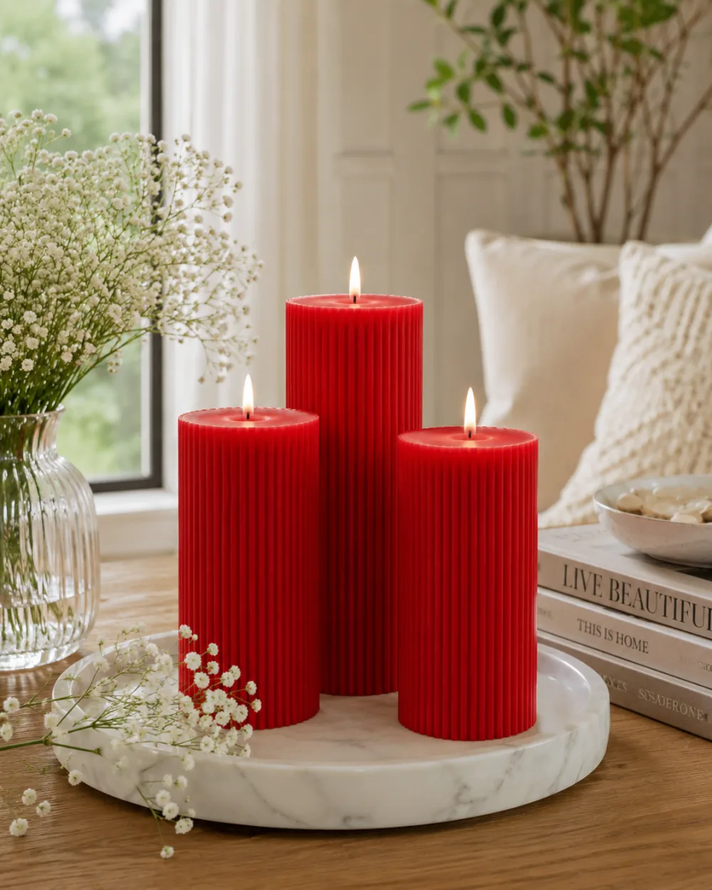 Luxury Red Spiral Pillar Scented Perfume Candle Online