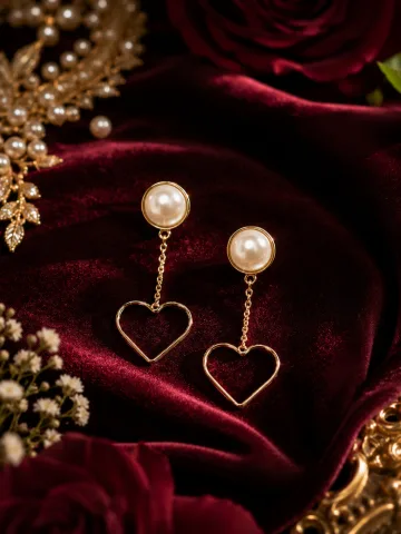 Exclusive Trendy Heart Shaped Pearl Hanging Tassel Drop and Danglers