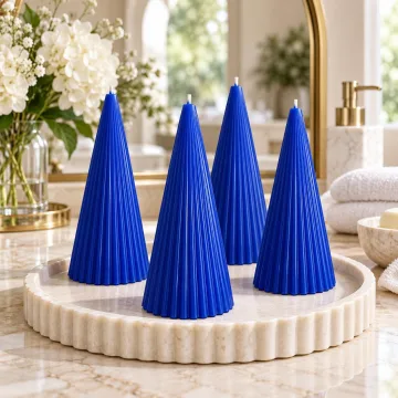 Derben Clove Royal Blue Scented Cone Pillar Candle for Home Décor
