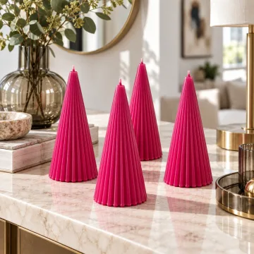 Derben Clove Magenta Scented Ribbed Cone Candle for Home Décor