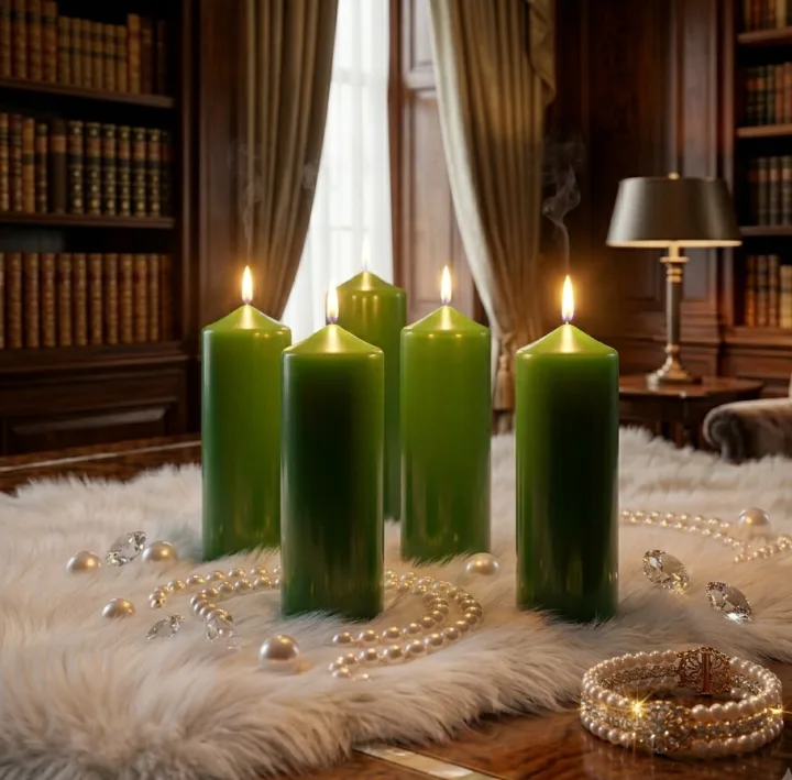 Derben Clove Lime Green Tall Scented Pillar Candle