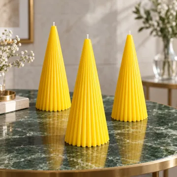 Derben Clove Yellow Ribbed Cone Scented Candle for Décor