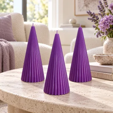 Derben Clove Purple Ribbed Cone Scented Candle for Décor