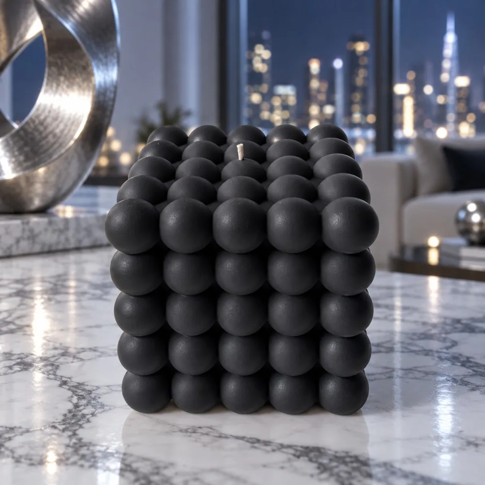 Derben Clove Black Bubble Cube Candle for Home Décor