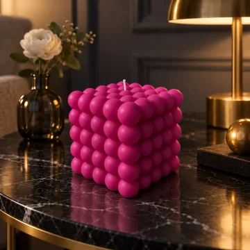 Derben Clove Magenta Bubble Cube Scented Candle for Décor