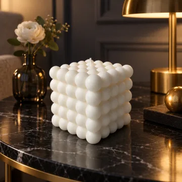 Derben Clove White Bubble Cube Candle for Home Décor