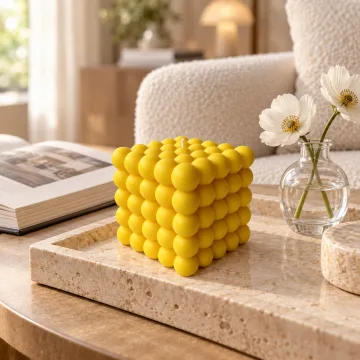Derben Clove Yellow Bubble Cube Candle for Home Décor
