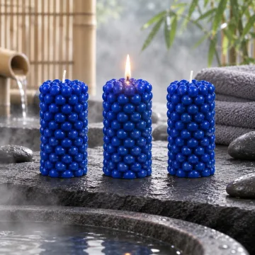 Luxury BLUE Scented Candle Long Bubble Pillar Fancy Candles