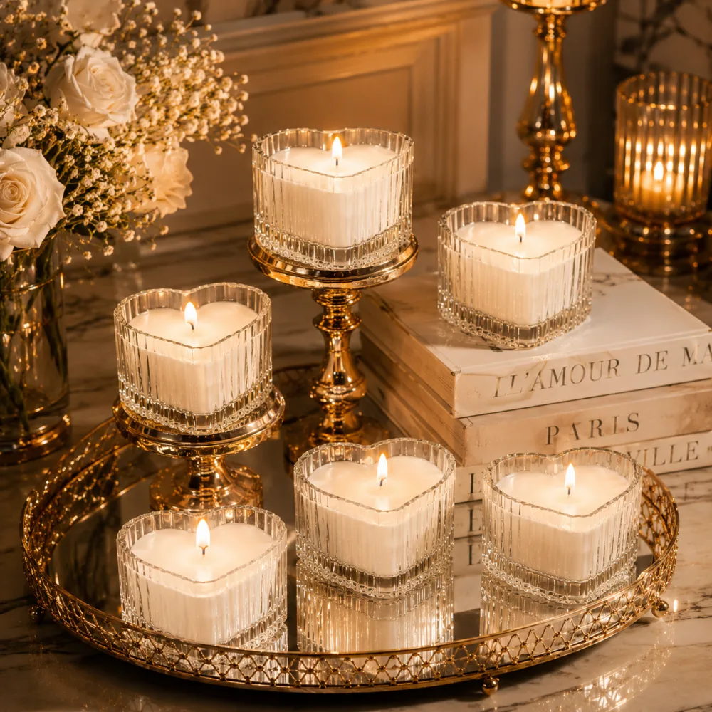 Derben Clove White Heart-Shaped Glass Jar Candle with Lid