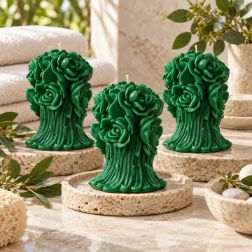 Derben Clove Green Rose Bouquet Candle for Home Decor & Gifting