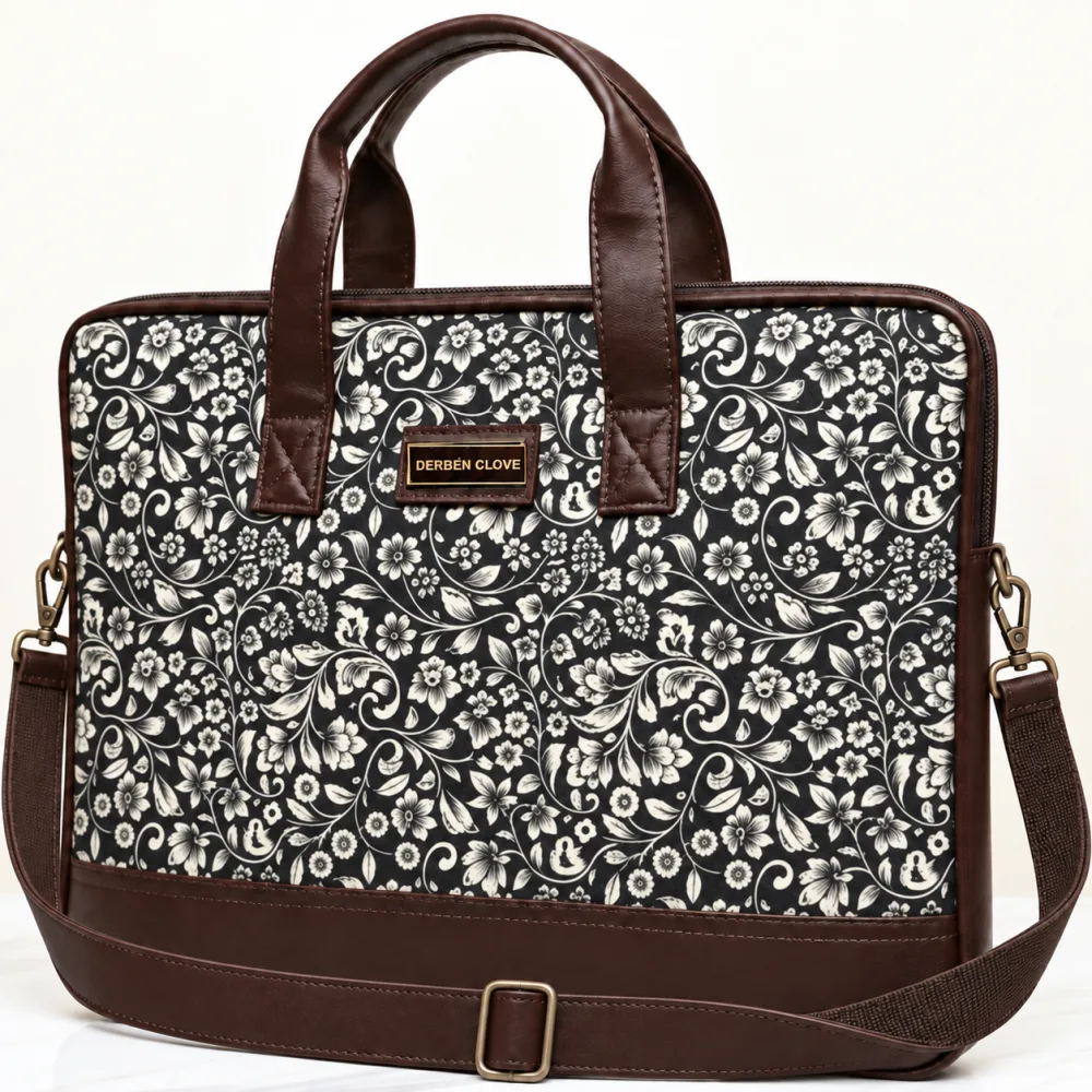 Floral Printed Laptop Messenger Bag for Men and Women