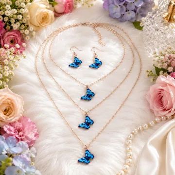 Modern Butterfly Multi Layered Alloy Necklace set for Girls
