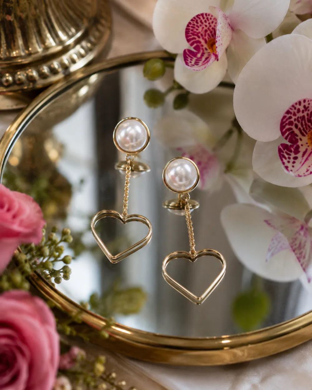 Exclusive Trendy Heart Shaped Pearl Hanging Tassel Drop and Danglers