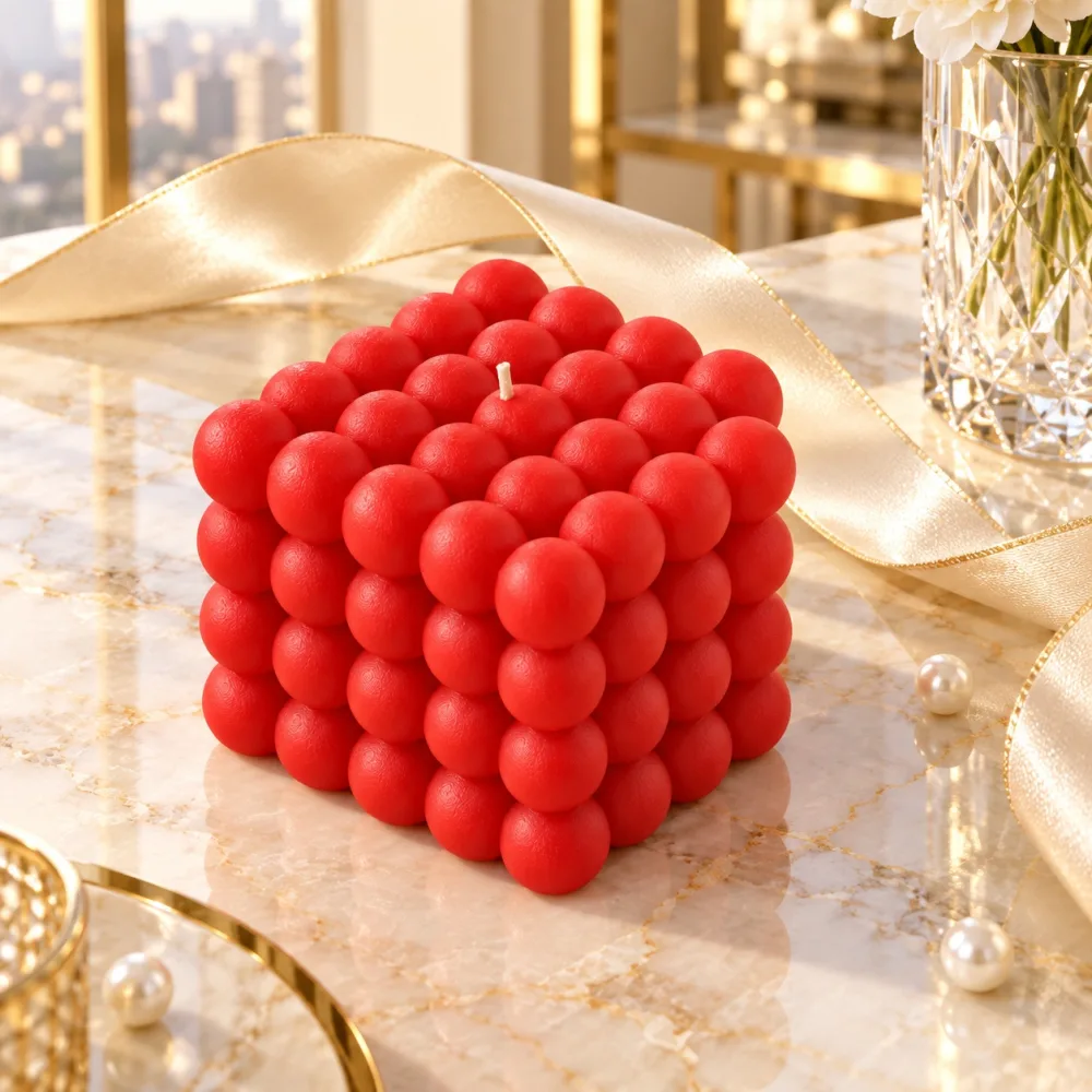 Best Bubbles Cube Scented Candle for Party and Festivals (Red)