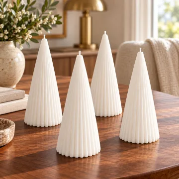 Derben Clove White Scented Cone Pillar Candle for Home Décor