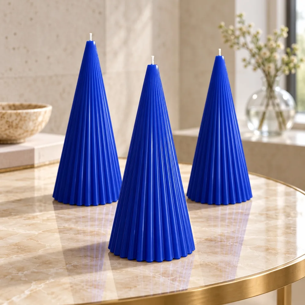 Derben Clove Royal Blue Scented Cone Pillar Candle for Home Décor
