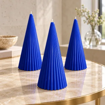 Derben Clove Royal Blue Scented Cone Pillar Candle for Home Décor