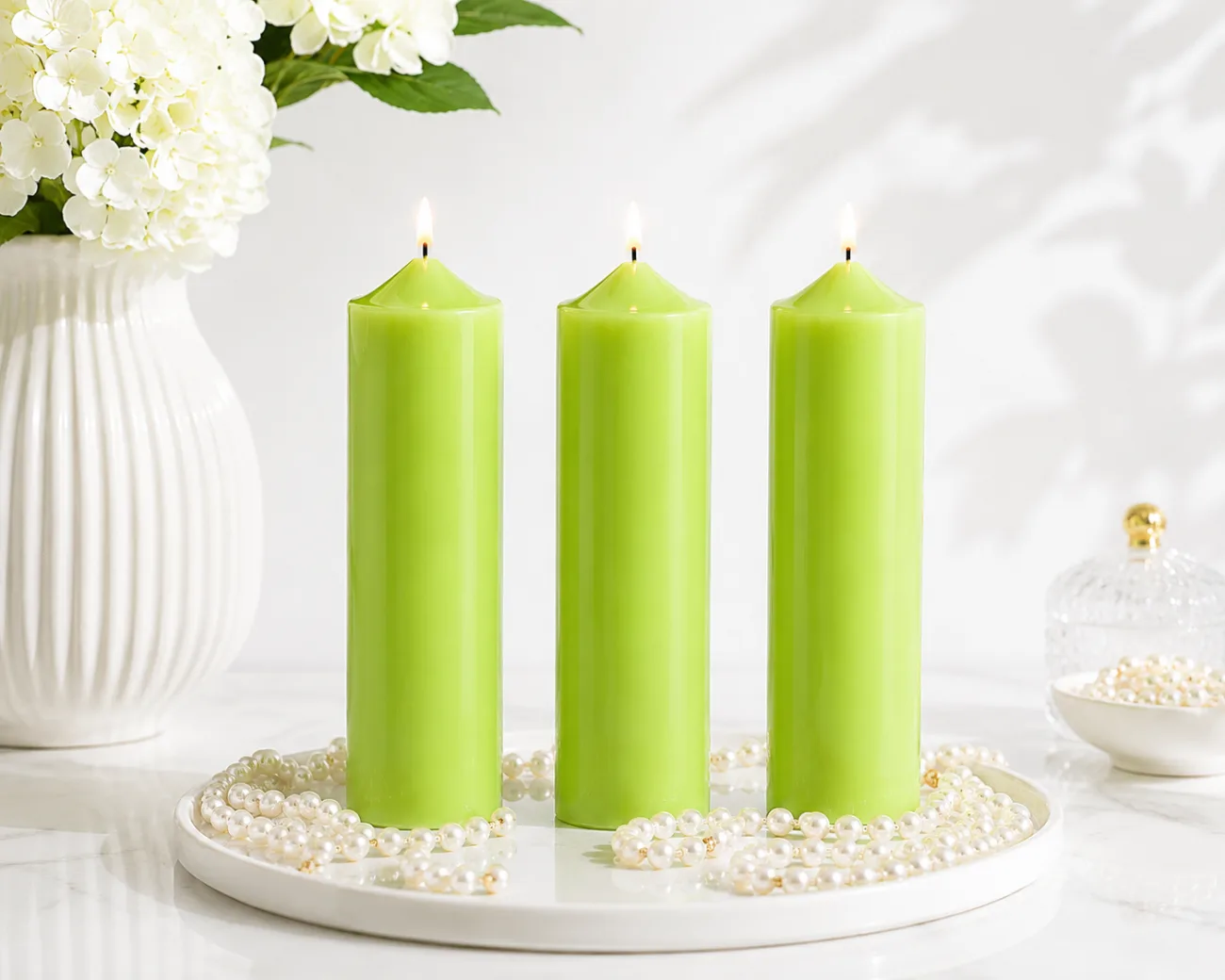 Derben Clove Lime Green Tall Scented Pillar Candle