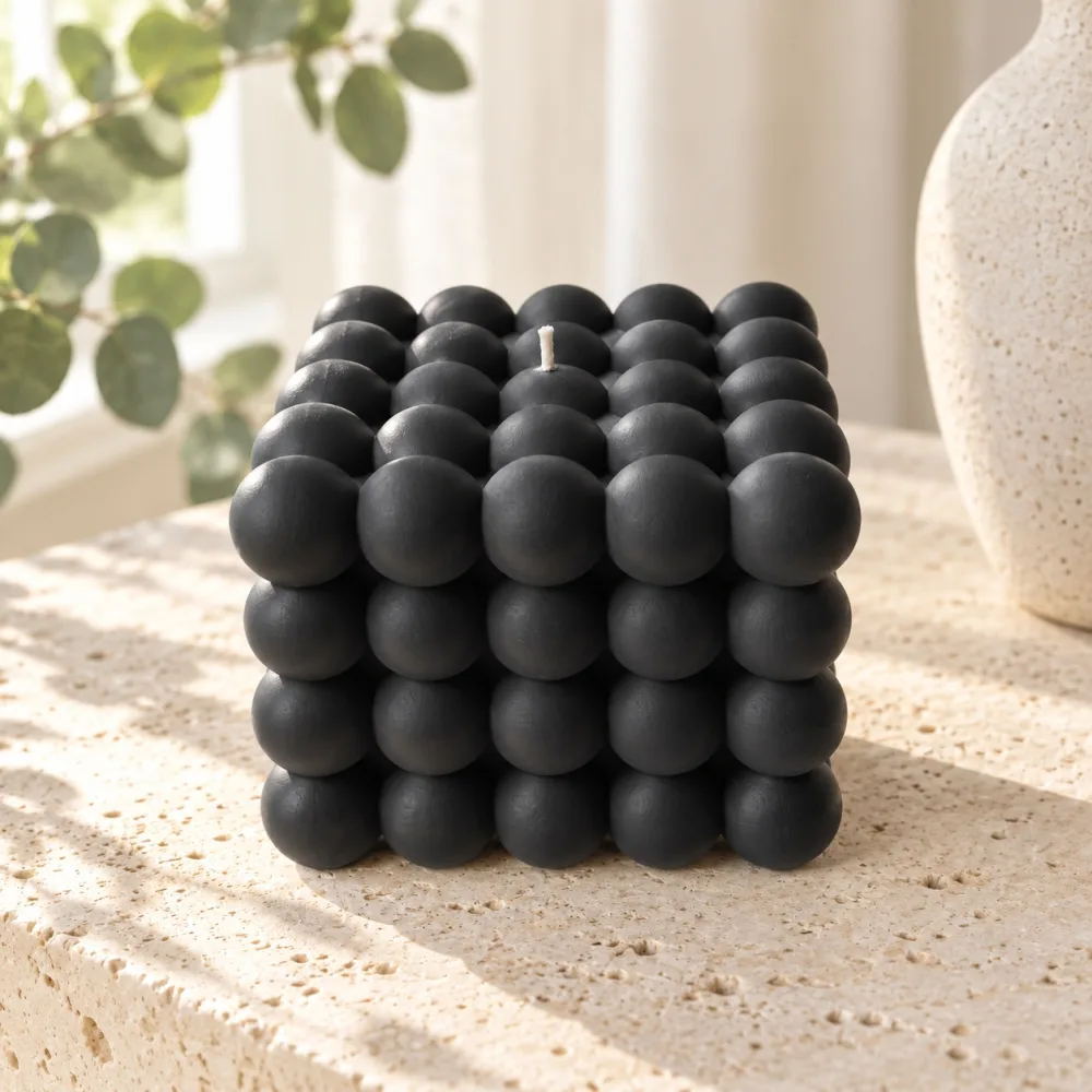 Derben Clove Black Bubble Cube Candle for Home Décor