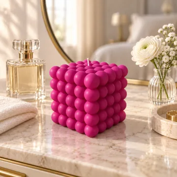 Derben Clove Magenta Bubble Cube Scented Candle for Décor