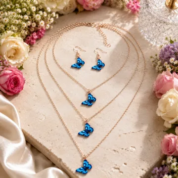 Modern Butterfly Multi Layered Alloy Necklace set for Girls