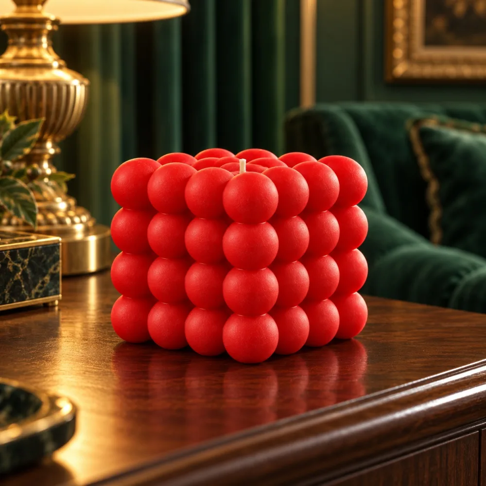Best Bubbles Cube Scented Candle for Party and Festivals (Red)