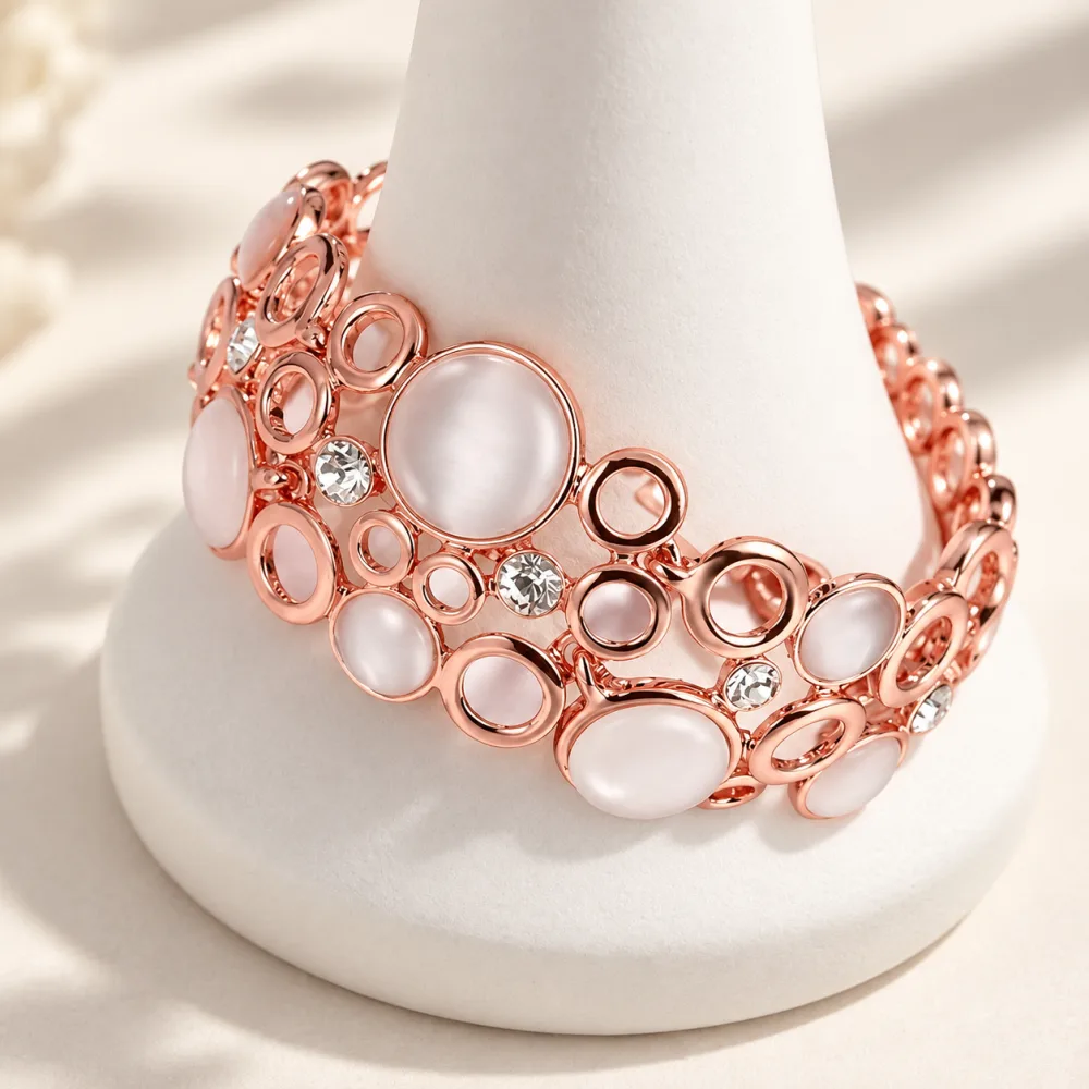 Zircon Stone Stud Amazing Geometrical German Bracelets Rose Gold