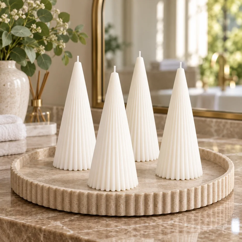 Derben Clove White Scented Cone Pillar Candle for Home Décor