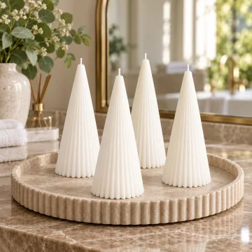 Derben Clove White Scented Cone Pillar Candle for Home Décor