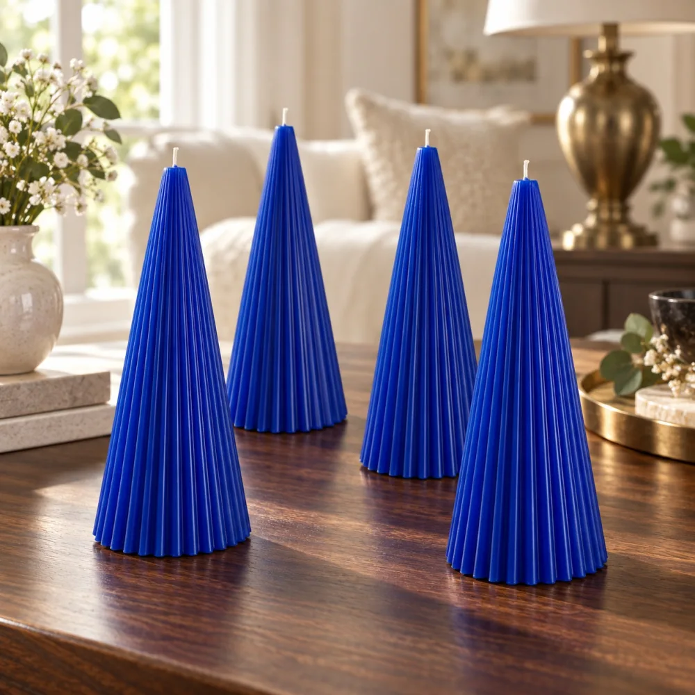 Derben Clove Royal Blue Scented Cone Pillar Candle for Home Décor
