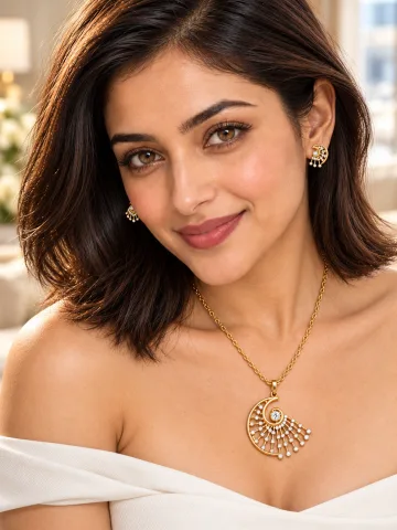 Derben Clove Gold-Tone Spiral Pendant & Earrings Set for Women
